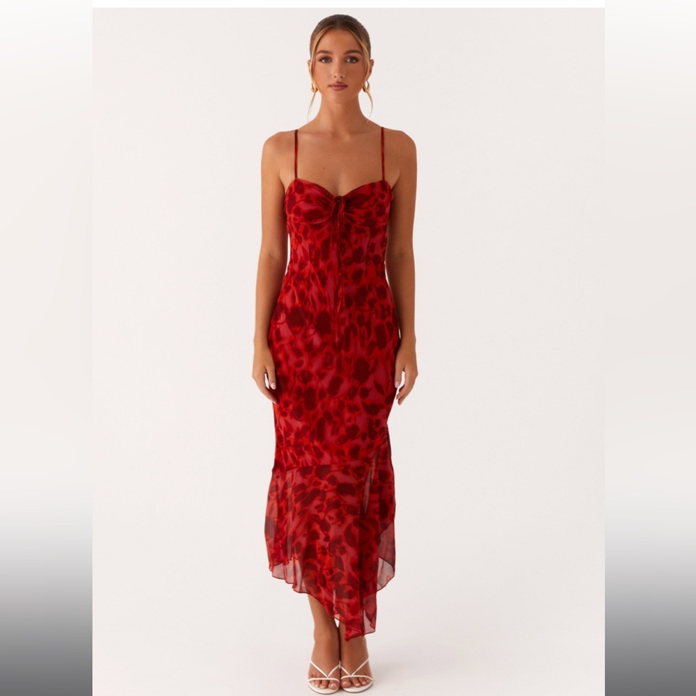 Peppermayo Crimson Floral Midi Dress